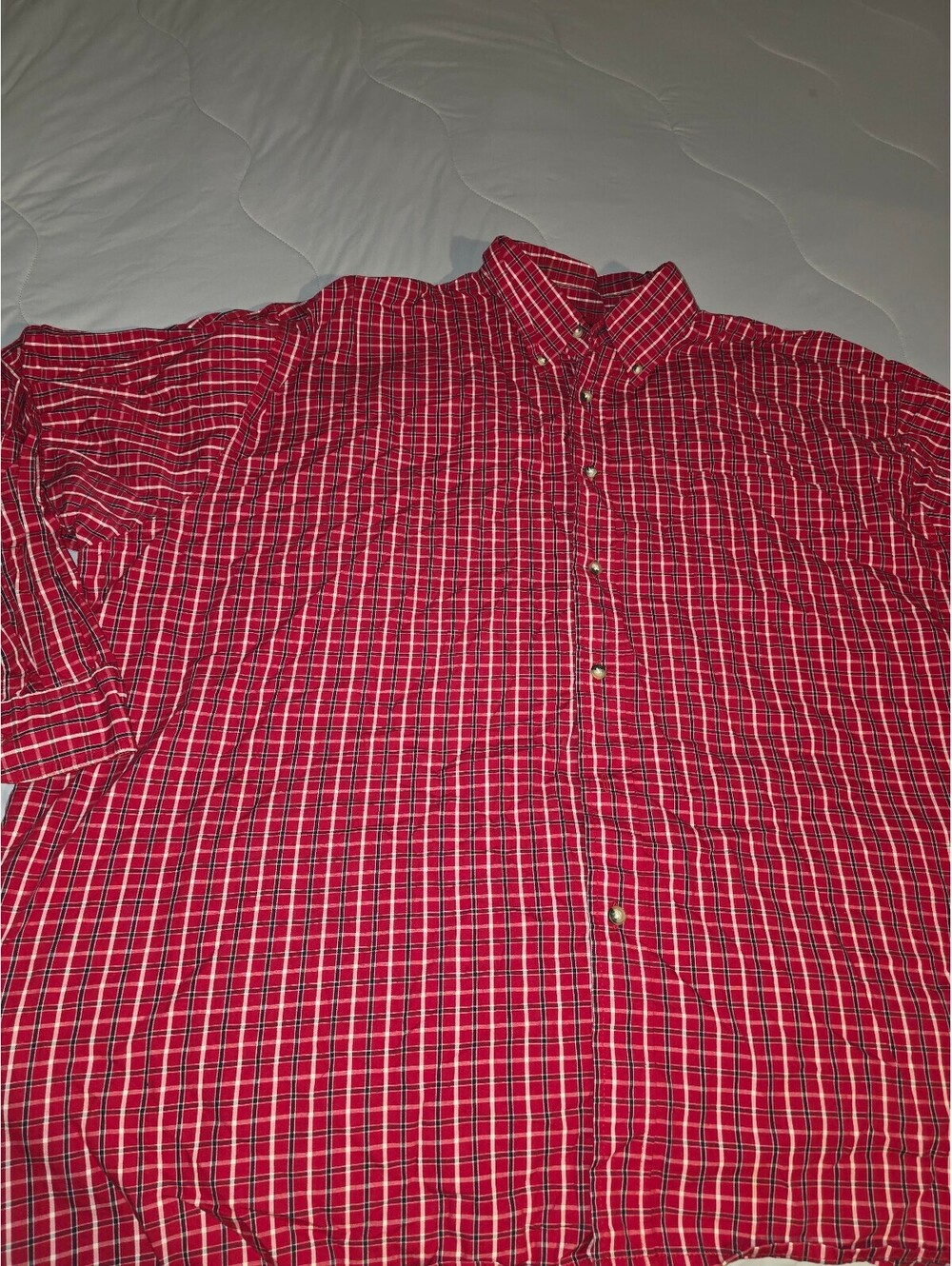 Wrangler Men’s 3XL Cotton Long Sleeve Plaid Button Down Shirt - Red